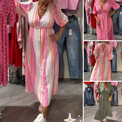 💕Was soll ich morgen tragen?-Women's V-Neck Printed Dress