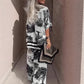 ✨👑Damen-Set mit Print: Top mit V-Ausschnitt & lange Hose