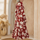 🌸Maxikleid mit V-Ausschnitt und Taille, floralem Charme in voller Blüte und langen Ärmeln, die Ihren Stil elegant unterstreichen!👗