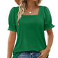 Lässiges Damen-T-Shirt mit quadratischem Ausschnitt und gesmokten Ärmeln