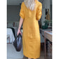 Was soll ich morgen anziehen?💕Maxikleid mit seitlichem Schlitz und Knopfleiste für Damen