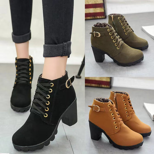 Damenstiefel mit klobigem Absatz💖💖Kaufen 2 kostenloser Versand