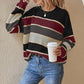 Was soll ich morgen tragen?💕Women's Loose Striped Long-Sleeve Sweater