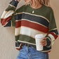 Was soll ich morgen tragen?💕Women's Loose Striped Long-Sleeve Sweater