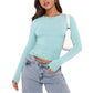 Was soll ich morgen anziehen?💕Slim Fit T-Shirt mit Rundhalsausschnitt und langen Ärmeln für Damen