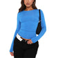Was soll ich morgen anziehen?💕Slim Fit T-Shirt mit Rundhalsausschnitt und langen Ärmeln für Damen