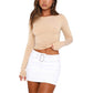 Was soll ich morgen anziehen?💕Slim Fit T-Shirt mit Rundhalsausschnitt und langen Ärmeln für Damen