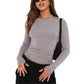 Was soll ich morgen anziehen?💕Slim Fit T-Shirt mit Rundhalsausschnitt und langen Ärmeln für Damen