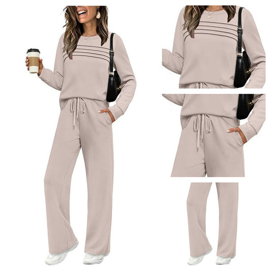 🍂✨Set für Damen mit Rundhals-Top und Kordelzughose⏰Zeitlich begrenzter Verkauf – 50% RABATT🔥