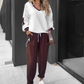 Was soll ich morgen anziehen?💕Color-Block Pullover Hoodie & Jogger Pants Set