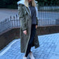 Women's Hooded Lapel Fake Two-Piece Casual Long Trench Coat