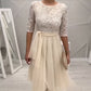 Elegantes Midikleid aus Netzstoff mit Spitzenkragen