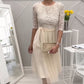 Elegantes Midikleid aus Netzstoff mit Spitzenkragen
