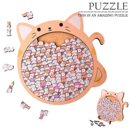 Katzenförmiges Holzpuzzle