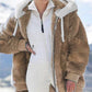 Fleecejacke mit Kapuze und Lammfellfutter