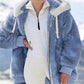 Fleecejacke mit Kapuze und Lammfellfutter