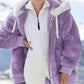 Fleecejacke mit Kapuze und Lammfellfutter