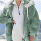 Fleecejacke mit Kapuze und Lammfellfutter