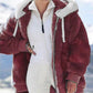 Fleecejacke mit Kapuze und Lammfellfutter