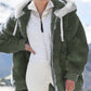 Fleecejacke mit Kapuze und Lammfellfutter