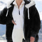 Fleecejacke mit Kapuze und Lammfellfutter