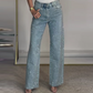 Diamond-Embellished Straight-Leg Jeans