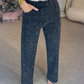 Diamond-Embellished Straight-Leg Jeans