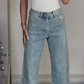 Diamond-Embellished Straight-Leg Jeans