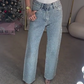 Diamond-Embellished Straight-Leg Jeans
