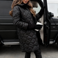 Manteau long matelassé en duvet avec capuche pour femmes 