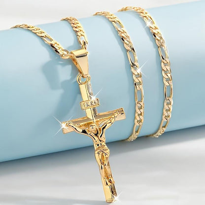 ⏰AUJOURD'HUI SEULEMENT – 1 ACHETÉ, 1 OFFERT !✝️Collier crucifix doré