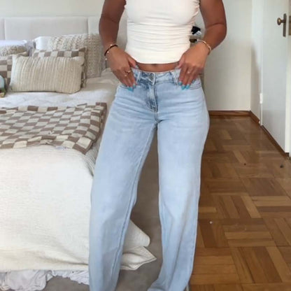 Vintage-Jeans mit hoher Taille und geradem Bein für Damen