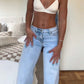 Vintage-Jeans mit hoher Taille und geradem Bein für Damen