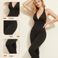 Hochdehnbarer Jumpsuit mit V-Ausschnitt für Fitness und Yoga