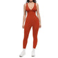 Hochdehnbarer Jumpsuit mit V-Ausschnitt für Fitness und Yoga
