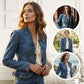 Damen-Jeansjacke mit Rüschenbesatz – Offene Form – Leicht & Feminin – Vielseitig & Chic