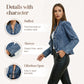 Damen-Jeansjacke mit Rüschenbesatz – Offene Form – Leicht & Feminin – Vielseitig & Chic