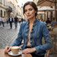 Damen-Jeansjacke mit Rüschenbesatz – Offene Form – Leicht & Feminin – Vielseitig & Chic