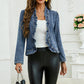 Damen-Jeansjacke mit Rüschenbesatz – Offene Form – Leicht & Feminin – Vielseitig & Chic