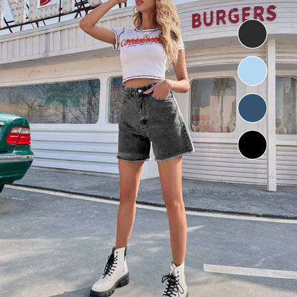 Klassische, einfarbige Damen-Shorts mit hohem Bund