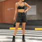 Klassische, einfarbige Damen-Shorts mit hohem Bund