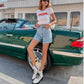 Klassische, einfarbige Damen-Shorts mit hohem Bund