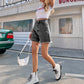 Klassische, einfarbige Damen-Shorts mit hohem Bund