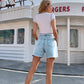 Klassische, einfarbige Damen-Shorts mit hohem Bund