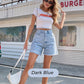 Klassische, einfarbige Damen-Shorts mit hohem Bund