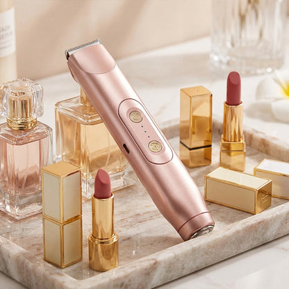 🚨 Pink AUSVERKAUFT !! SCHNELL ZUGREIFEN ⚡ Bikini-Trimmer für Frauen – Elektrischer Rasierer & Epilierer (wiederaufladbar) – 2-in-1 Gerät für Körper & Gesicht, Achseln & Beine – IPX7 wasserdicht