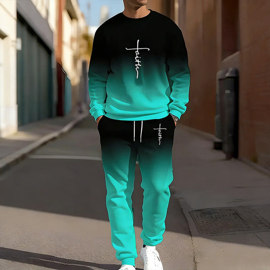 👕 Herren-Trainingsanzug – Farbverlauf-Design, Weich & Atmungsaktiv – Für Sport, Streetstyle & Alltag, Frühling/Herbst