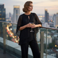 Festliches Chiffon-Set: Figurschmeichelnder Zweiteiler im Lagen-Look mit weiter Hose