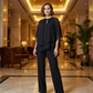 Festliches Chiffon-Set: Figurschmeichelnder Zweiteiler im Lagen-Look mit weiter Hose
