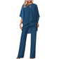 Festliches Chiffon-Set: Figurschmeichelnder Zweiteiler im Lagen-Look mit weiter Hose
